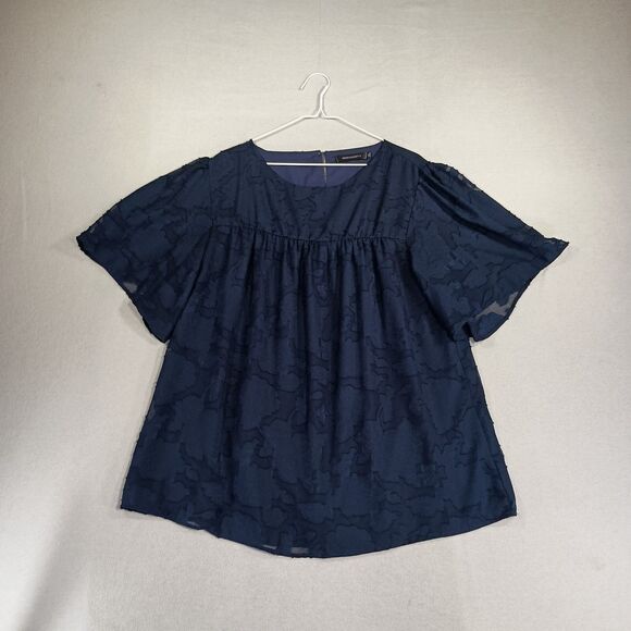 Merokeety Tops - Merokeety Burnout Velvet Top Women’s Size 2XL Floral Flutter Sleeve Keyhole